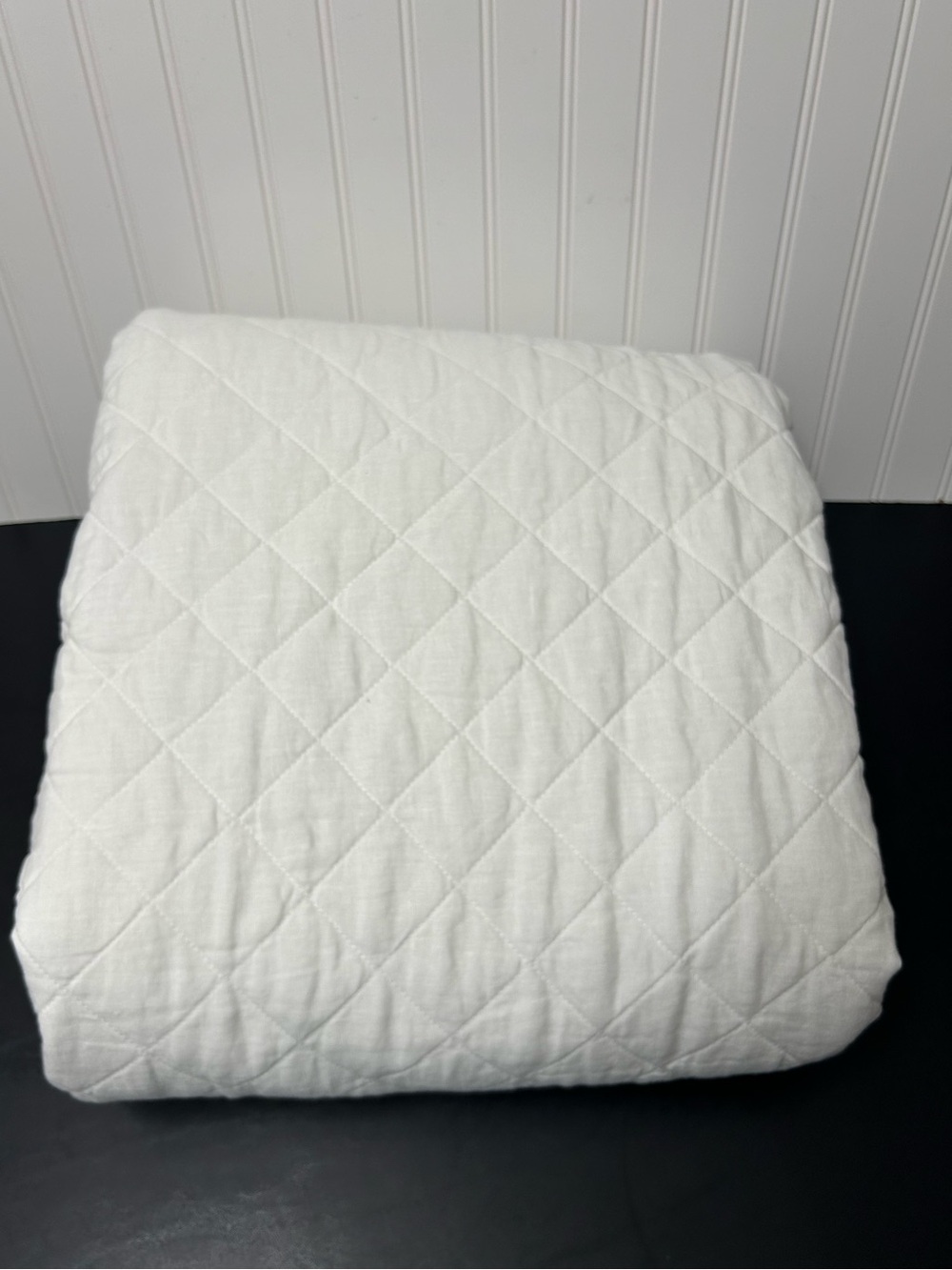 Pottery Barn Belgian Linen diamond quilt